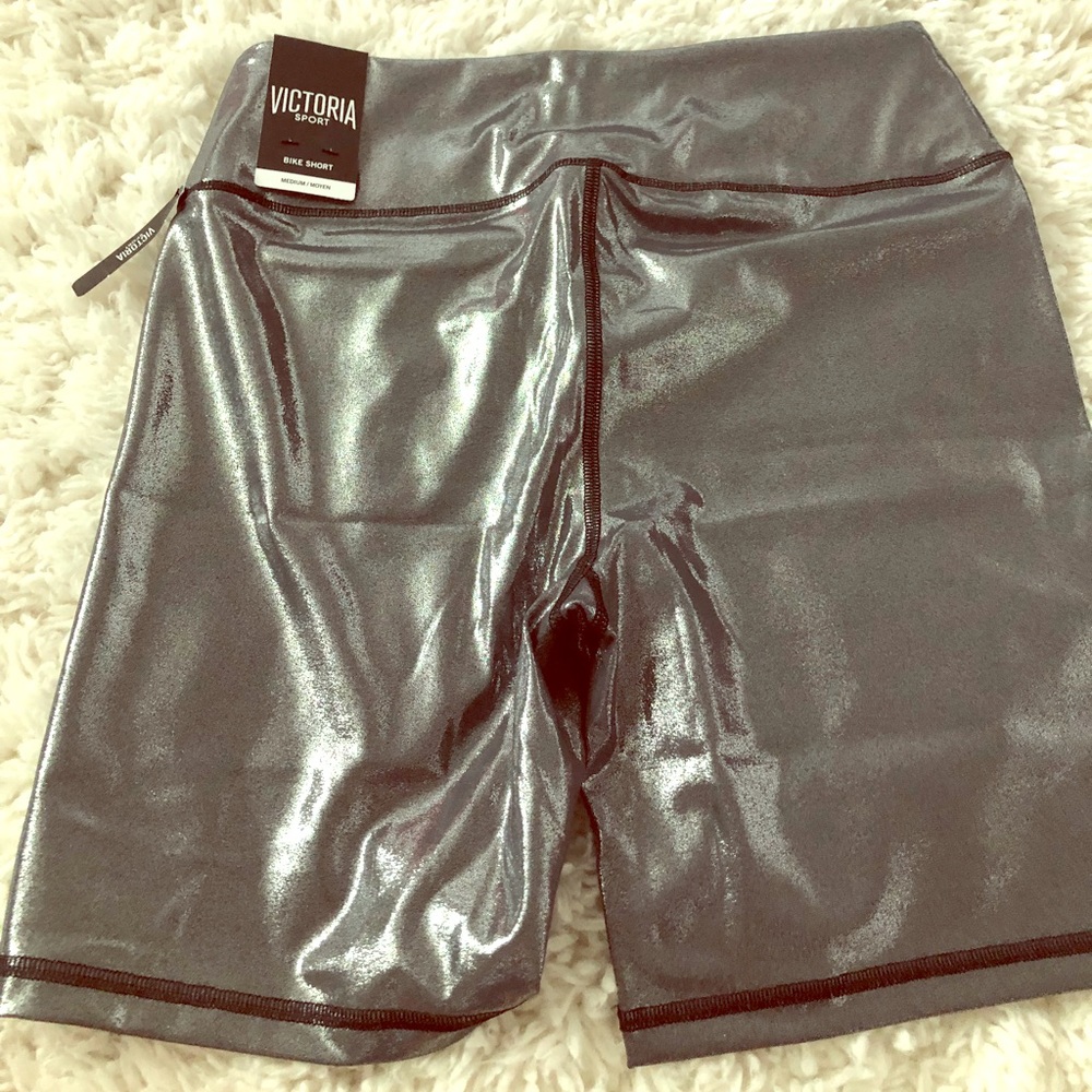 Shiny metallic spandex shorts